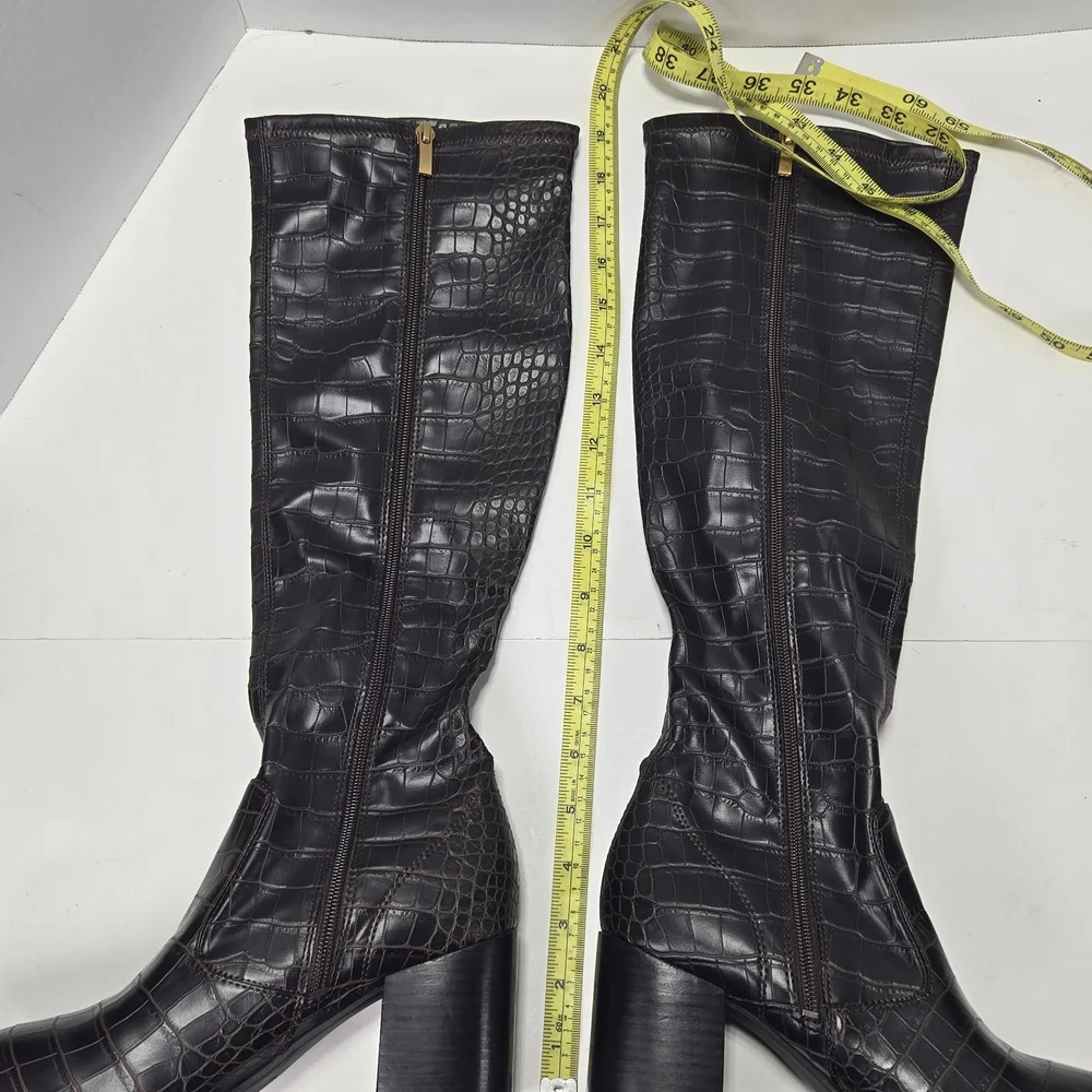 Franco Sarto Faux Leather Crocodile Alligator Mulberry Over Knee Boots Size 6